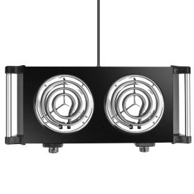 2000W Electric Dual Burner Portable Coil Heating Hot Plate Stove Countertop RV Hotplate with 5 Temperature Adjustments Portable Handles (Option: Black_Double)